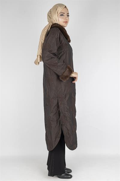 Güllü Desen Kürk Detaylı Kap Kahve OTW6123