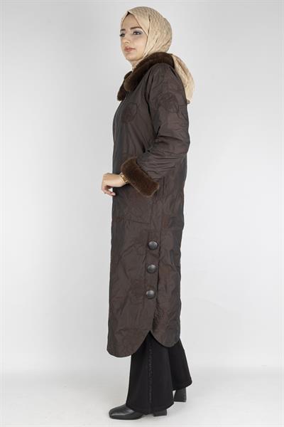 Güllü Desen Kürk Detaylı Kap Kahve OTW6123