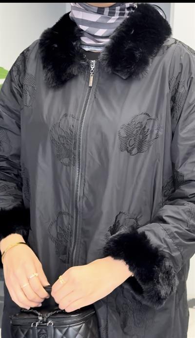 Güllü Desen Kürk Detaylı Kap Siyah OTW6123