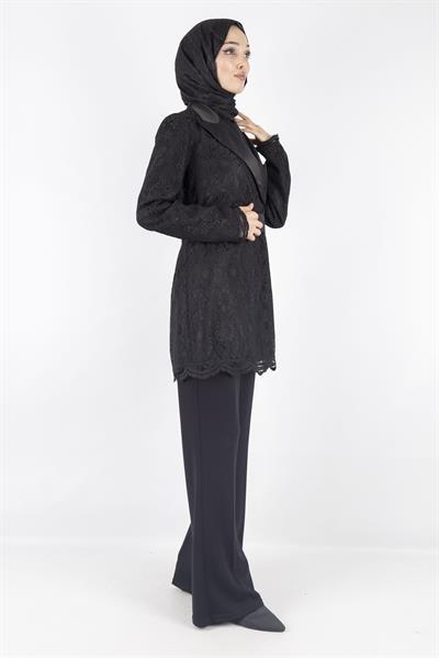 Güpürlü Blazer Ceket Siyah OTW1099