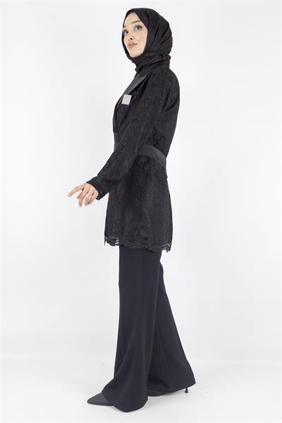 Güpürlü Blazer Ceket Siyah OTW1099