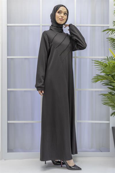 İKİ İPLİK PENYE ÇIMALI ELBİSE Siyah OTW767