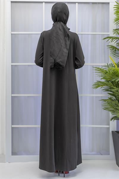 İKİ İPLİK PENYE ÇIMALI ELBİSE Siyah OTW767