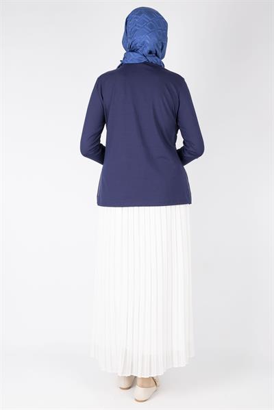 İnci Detaylı Şifon Tunik Lacivert OTW577