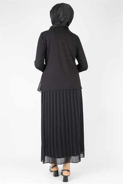 İnci Detaylı Şifon Tunik Siyah OTW577