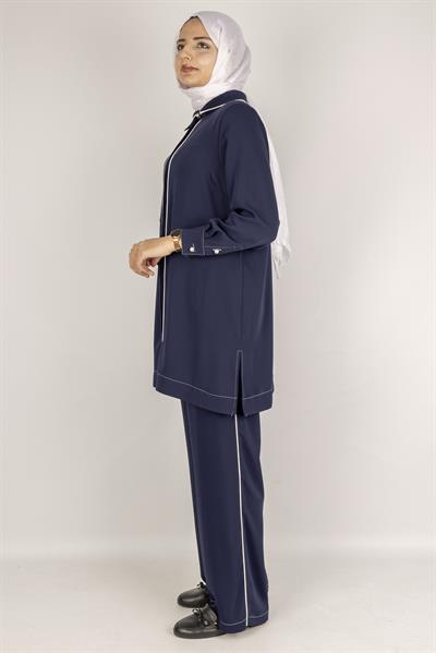 İnci Detaylı Tesettür Takım Lacivert OTW1129