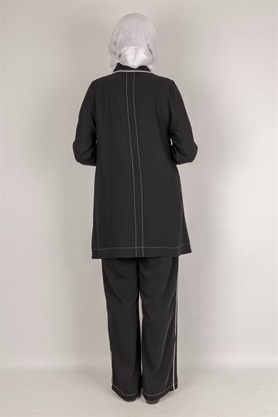 İnci Detaylı Tesettür Takım Siyah OTW1129