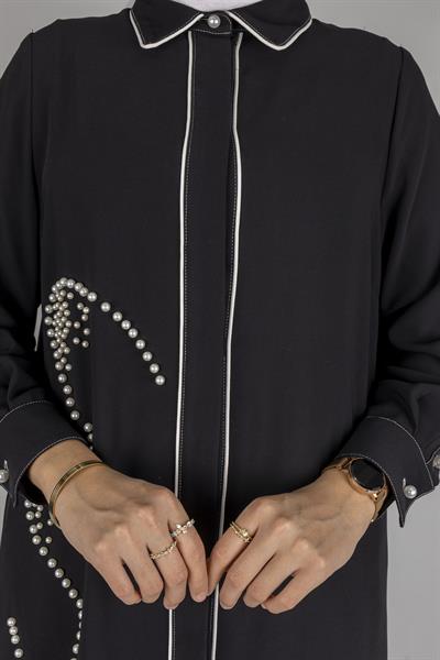 İnci Detaylı Tesettür Takım Siyah OTW1129