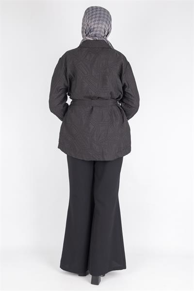 İnci Taş İşlemeli Desenli Kısa Tesettür Kap Siyah OTW9270