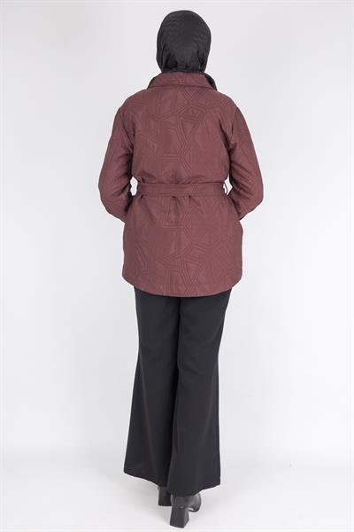 İnci Taş İşlemeli Desenli Kısa Tesettür Kap Bordo OTW9270