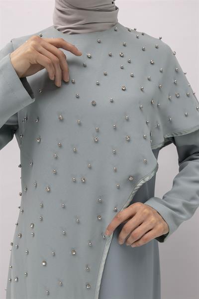 İncili İkili Pelerinli Tulum Takım Mint OTW38942