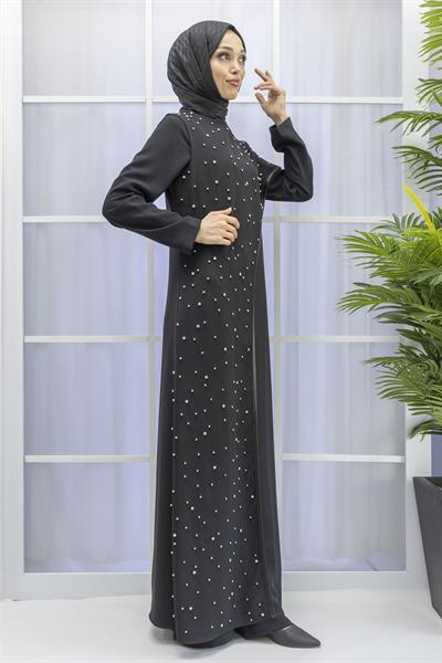 İncili İkili Pelerinli Tulum Takım Siyah OTW38942