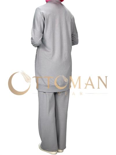 İncili Pantolonlu Takım Gri OTW2143