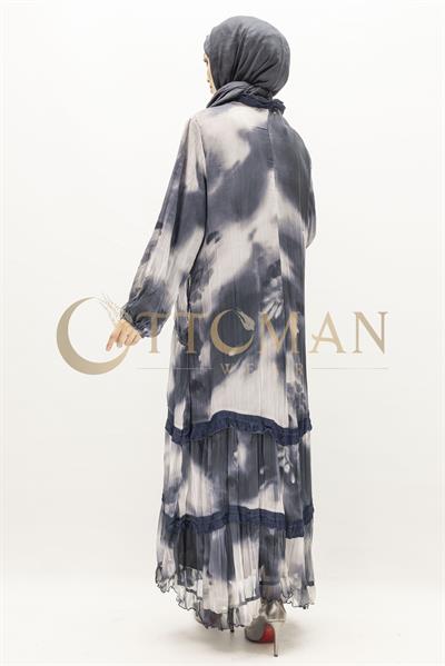 İpek Viskon Karışımlı Büyük Beden Yazlık Astarlı Elbise Siyah OTW5944