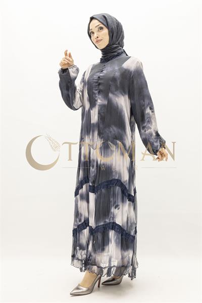 İpek Viskon Karışımlı Büyük Beden Yazlık Astarlı Elbise Siyah OTW5944