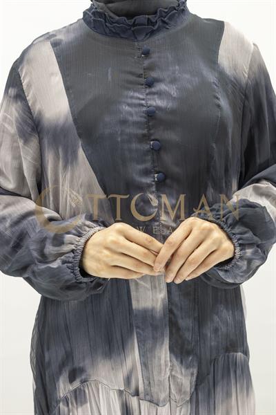 İpek Viskon Karışımlı Büyük Beden Yazlık Astarlı Elbise Siyah OTW5944