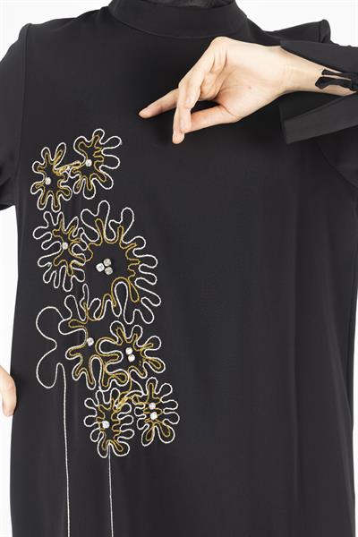 İşlemeli Pantolonlu Takım Siyah OTW1006