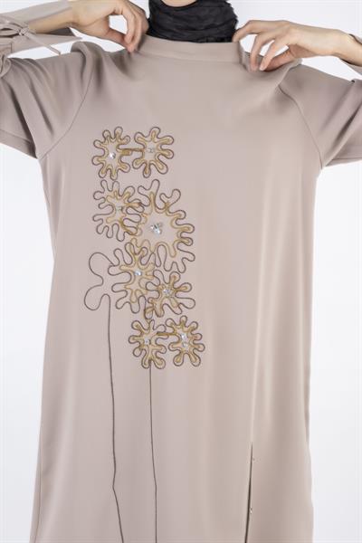 İşlemeli Pantolonlu Takım Vizon OTW1006