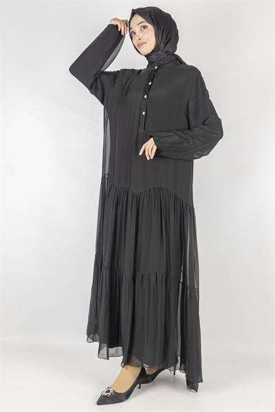 İthal İpek Viskon Elbise Siyah OTW02132