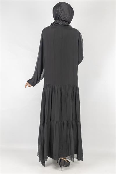 İthal İpek Viskon Elbise Siyah OTW02132