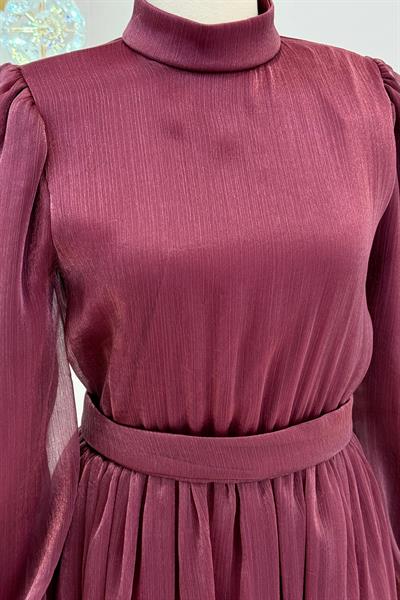 Janjan Abiye Elbise Bordo OTW4586