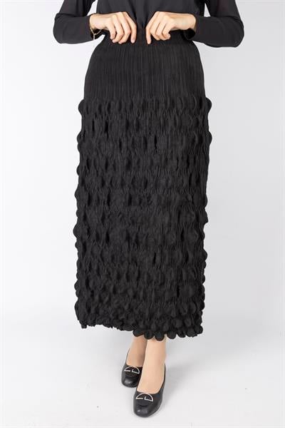 Kabartmalı Dokulu Uzun Etek Siyah OTW2468