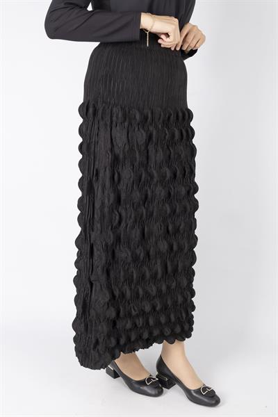 Kabartmalı Dokulu Uzun Etek Siyah OTW2468