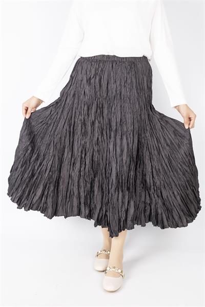 Kadın Crinkle Kumaş Lastikli Bel Etek Siyah OTW9156