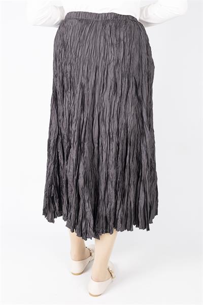 Kadın Crinkle Kumaş Lastikli Bel Etek Siyah OTW9156