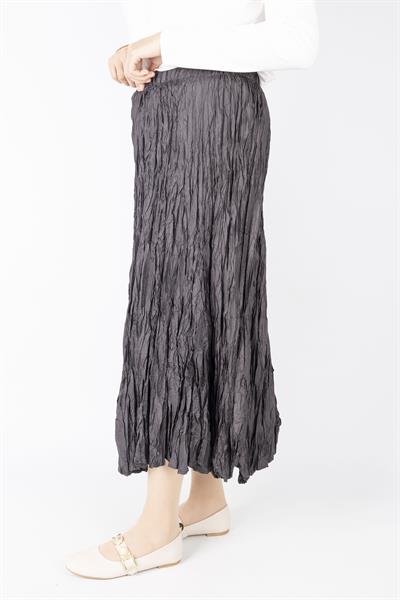 Kadın Crinkle Kumaş Lastikli Bel Etek Siyah OTW9156