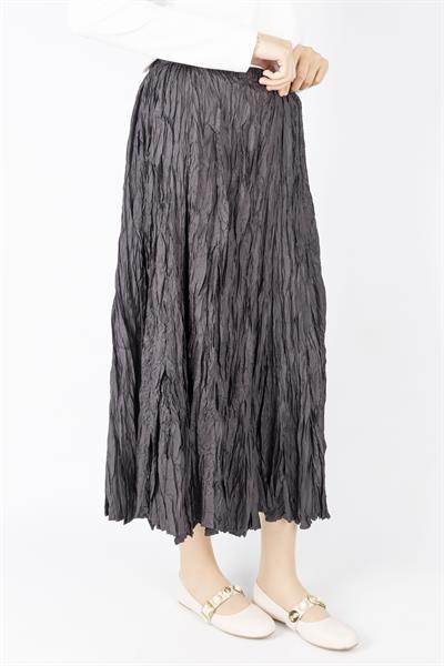 Kadın Crinkle Kumaş Lastikli Bel Etek Siyah OTW9156