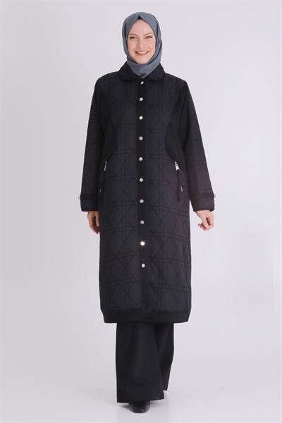 Kapitone Desenli Süet Kap Siyah OTW25133