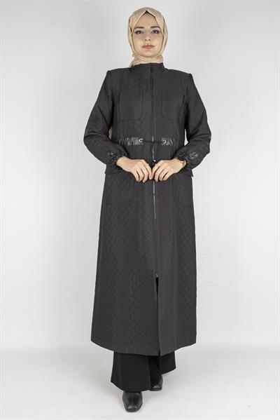 Kapitone Detaylı Paraşüt Kap Siyah OTW36305