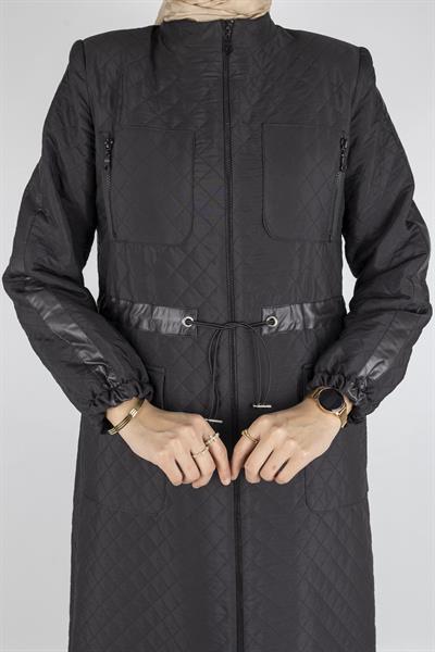 Kapitone Detaylı Paraşüt Kap Siyah OTW36305