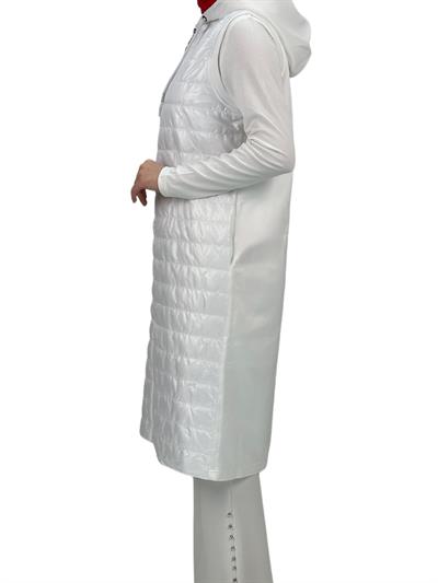 Kapitone Kapüşonlu Yelek Beyaz OTW710/611