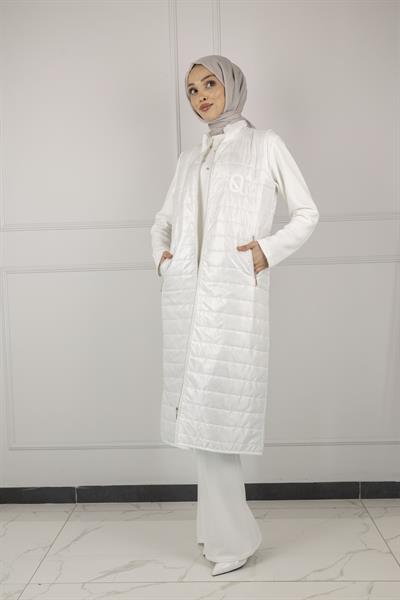 Kapitone Yelek Ekru OTW6014