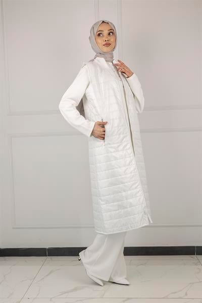 Kapitone Yelek Ekru OTW6014