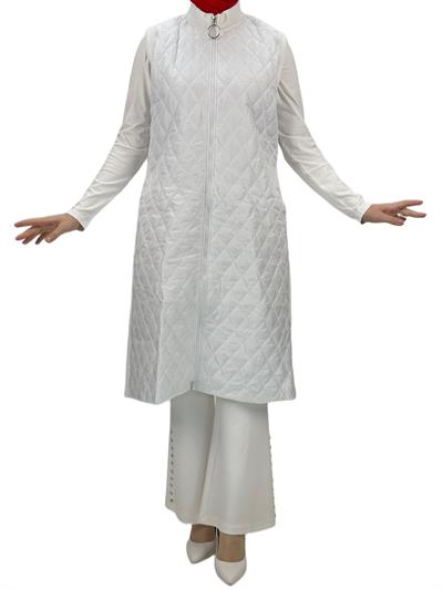 Kapitone Yelek Ekru OTW735