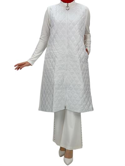 Kapitone Yelek Ekru OTW735