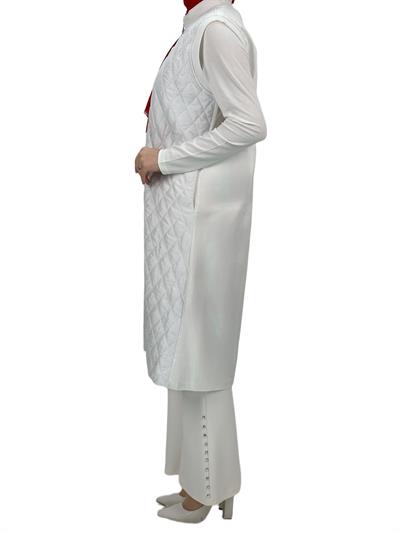 Kapitone Yelek Ekru OTW735