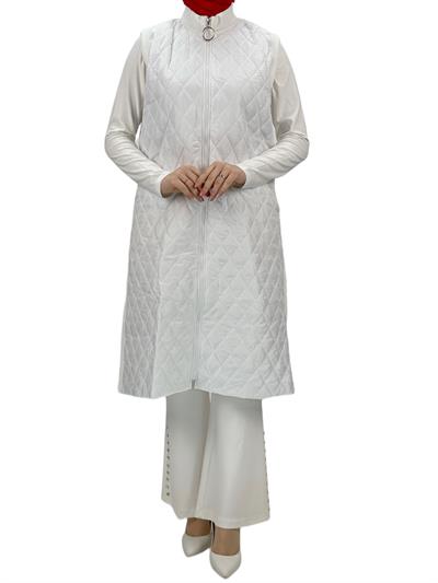 Kapitone Yelek Ekru OTW735