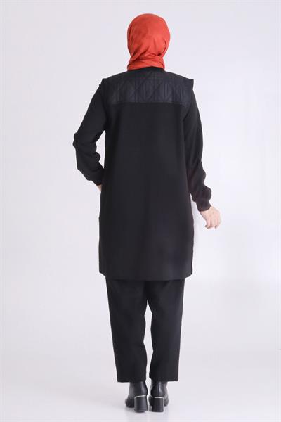 Kapitone Yelek Görünümlü Pantolonlu Takım Siyah OTW70019