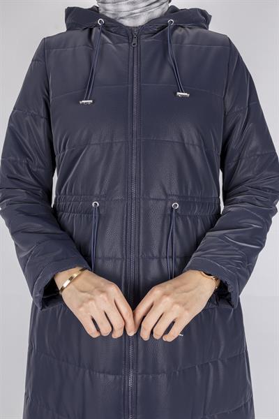 Kapüşonlu Şişme Tesettür Kap Lacivert OTW36310