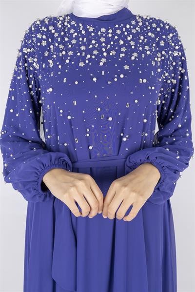 Kat Kat Volanlı İncili Şifon Elbise Parlement OTW4150