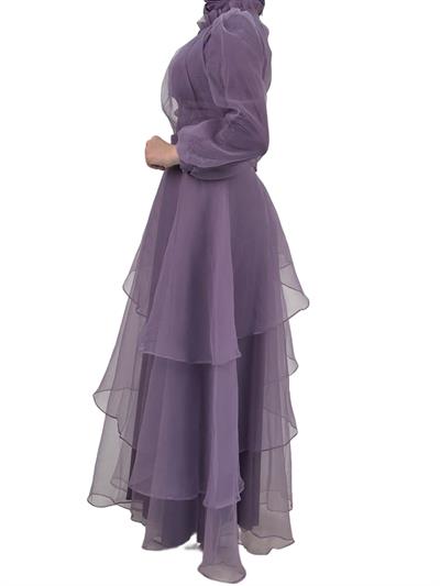 Katkat Tüllü Abiye Elbise Lila OTW4364