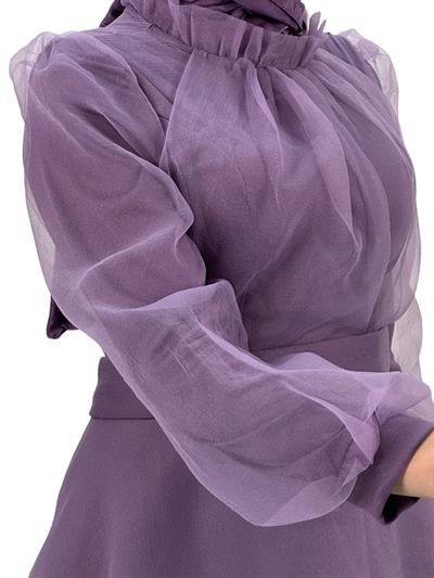 Katkat Tüllü Abiye Elbise Lila OTW4364