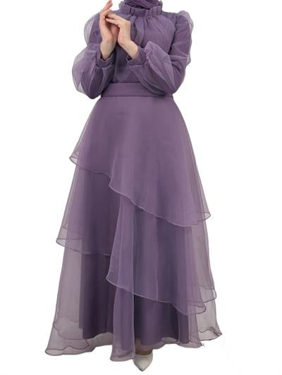 Katkat Tüllü Abiye Elbise Lila OTW4364