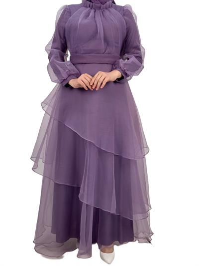 Katkat Tüllü Abiye Elbise Lila OTW4364