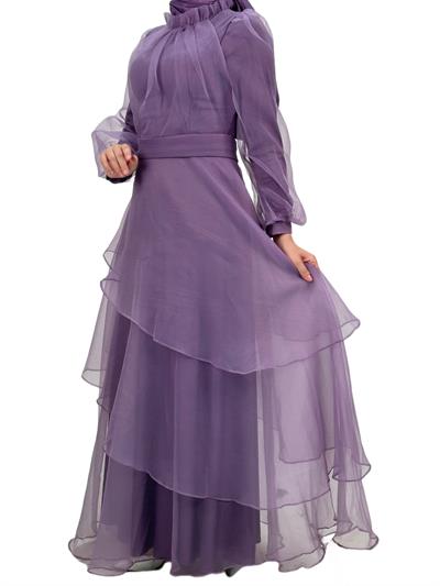 Katkat Tüllü Abiye Elbise Lila OTW4364