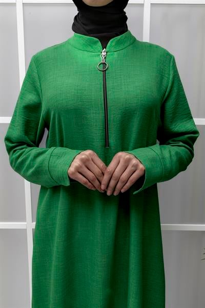KETEN FERMUARLI GÜNLÜK ELBİSE Benetton OTW2086